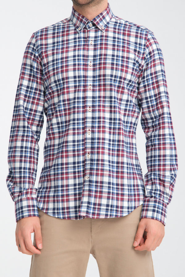 Leonardo Sport Herren Hemd Flanell Blau Rot