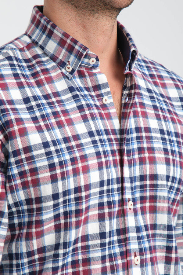 Leonardo Sport Herren Hemd Flanell Blau Rot