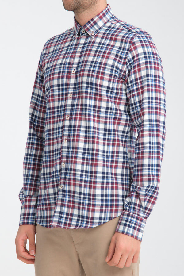 Leonardo Sport Herren Hemd Flanell Blau Rot