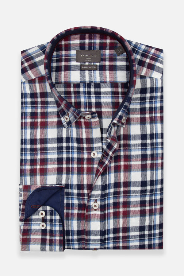 Leonardo Sport Herren Hemd Flanell Blau Rot
