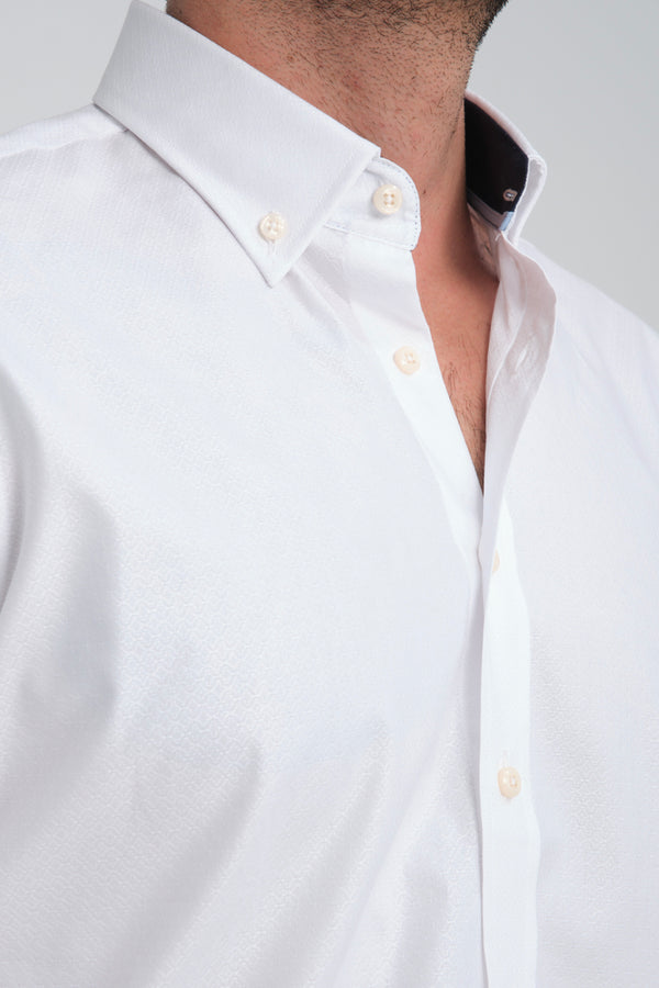 Chemise Homme Leonardo Sport Jacquard Blanc