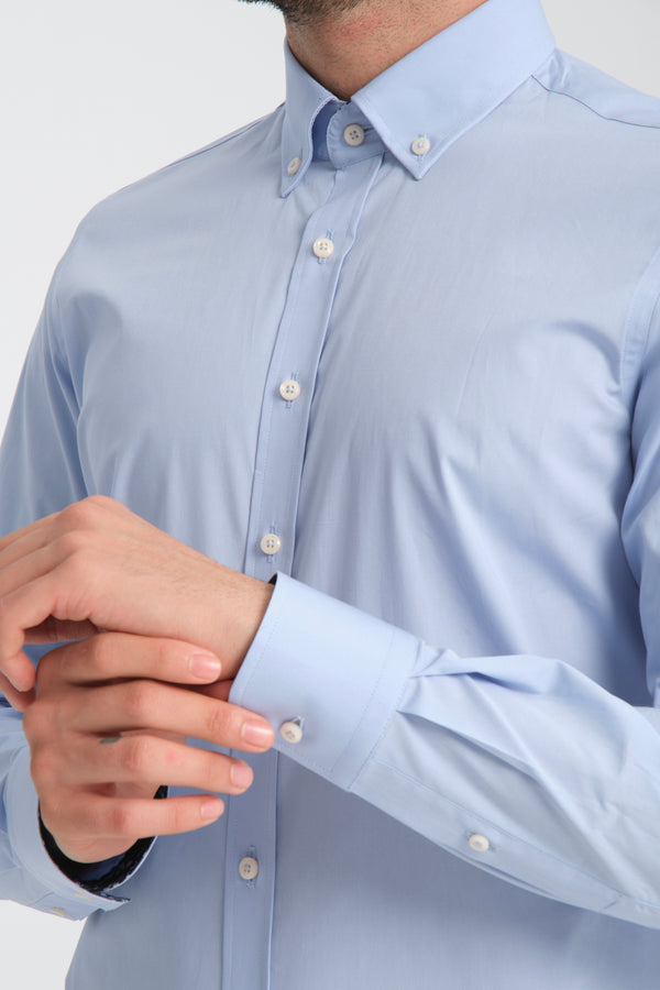 Leonardo Sport Poplin Stretch Man Shirt Light Blue