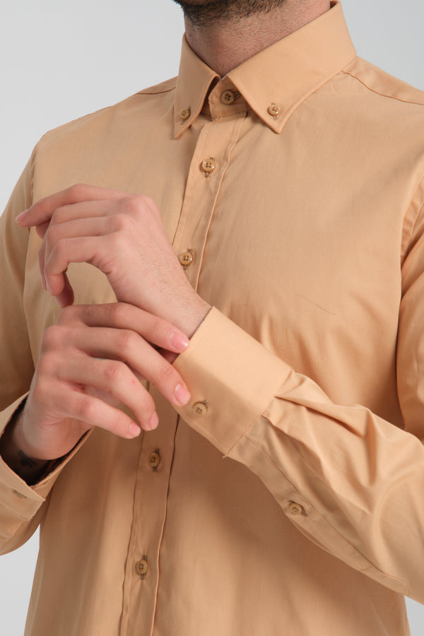 Camisa Hombre Leonardo Sport Popelin Stretch Marron