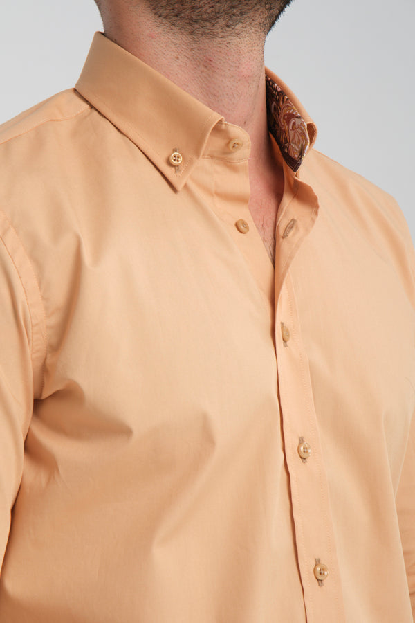 Camisa Hombre Leonardo Sport Popelin Stretch Marron