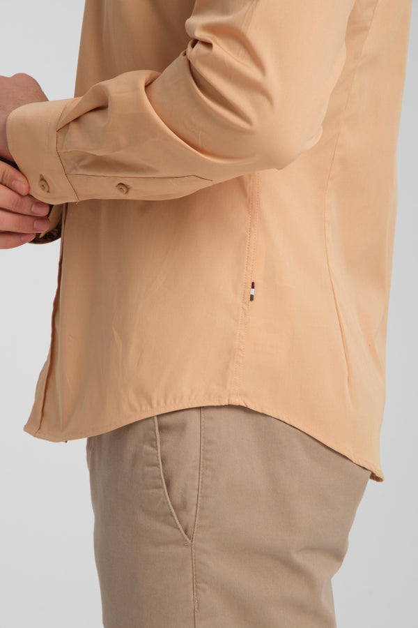 Camisa Hombre Leonardo Sport Popelin Stretch Marron