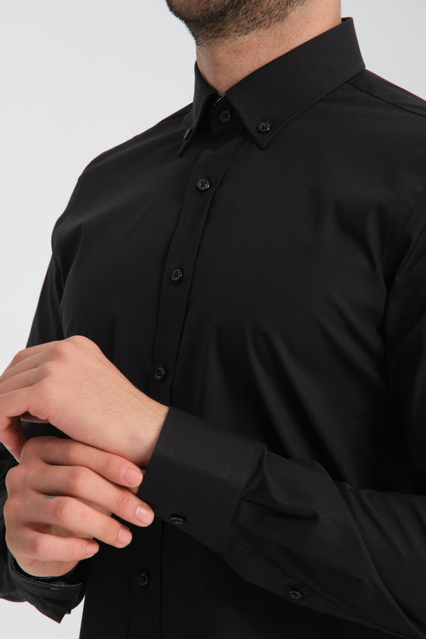 Leonardo Sport Poplin Stretch Man Shirt Black