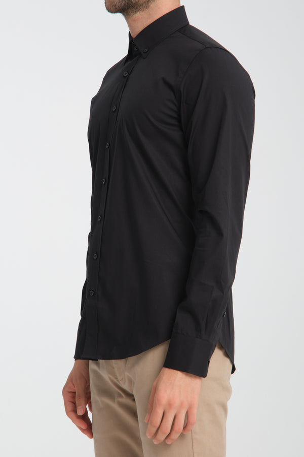 Leonardo Sport Poplin Stretch Man Shirt Black