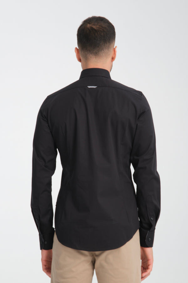 Leonardo Sport Poplin Stretch Man Shirt Black