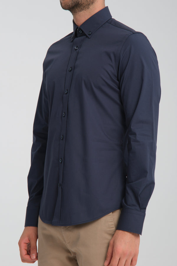 Camisa Hombre Leonardo Sport Popelin Stretch Azul