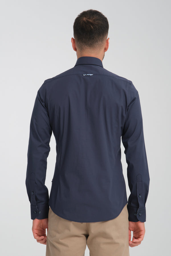 Camisa Hombre Leonardo Sport Popelin Stretch Azul