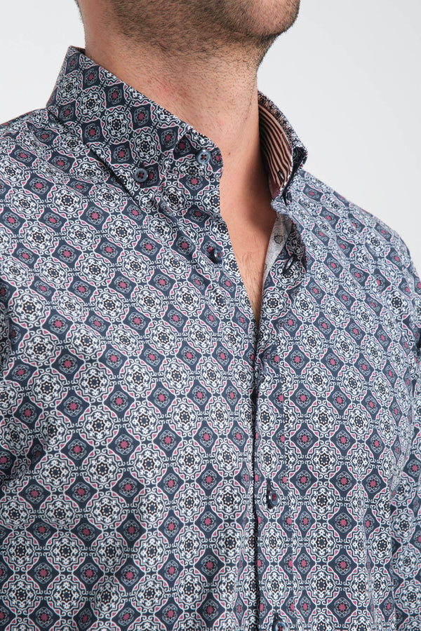 Leonardo Sport Poplin Stretch Man Shirt Blue White