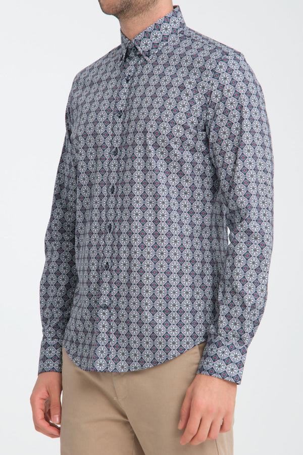 Leonardo Sport Poplin Stretch Man Shirt Blue White
