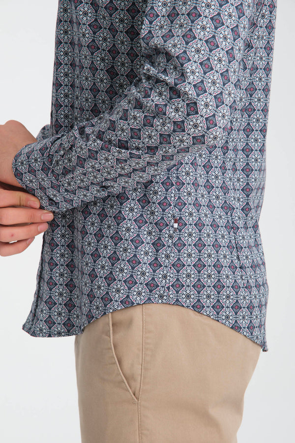 Leonardo Sport Poplin Stretch Man Shirt Blue White
