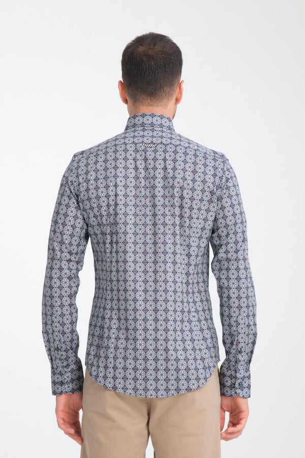 Leonardo Sport Poplin Stretch Man Shirt Blue White