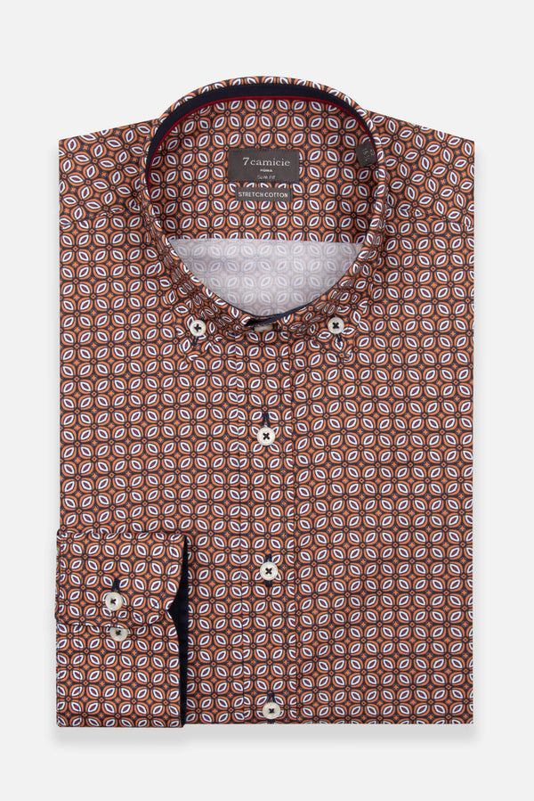 Chemise Homme Leonardo Sport Popelin Stretch Bleu Orange