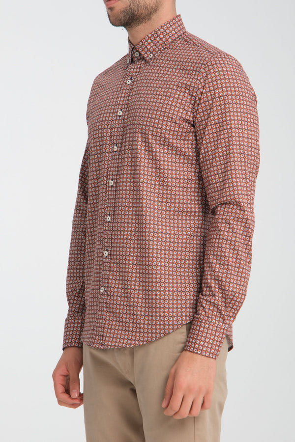 Chemise Homme Leonardo Sport Popelin Stretch Bleu Orange