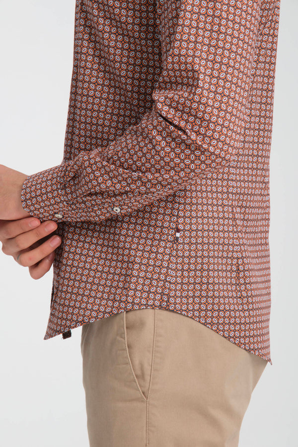 Chemise Homme Leonardo Sport Popelin Stretch Bleu Orange