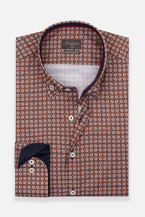 Chemise Homme Leonardo Sport Popelin Stretch Bleu Orange