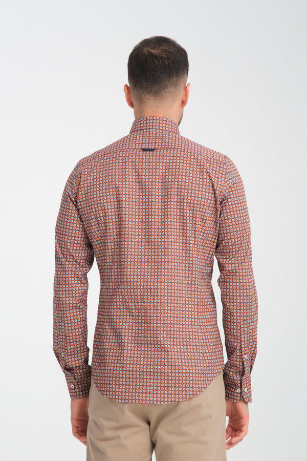 Chemise Homme Leonardo Sport Popelin Stretch Bleu Orange