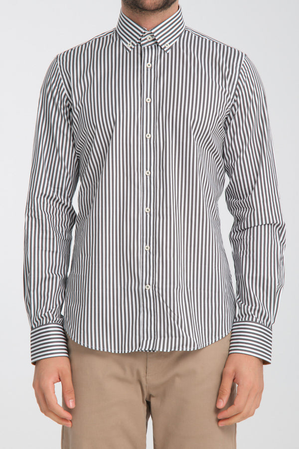 Camisa Hombre Leonardo Sport Popelin Stretch Blanco Gris