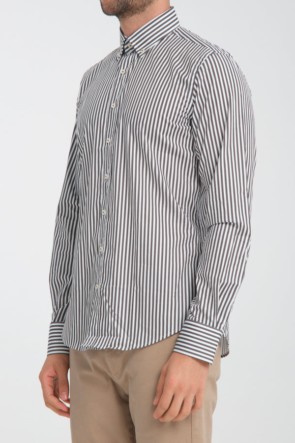 Camisa Hombre Leonardo Sport Popelin Stretch Blanco Gris