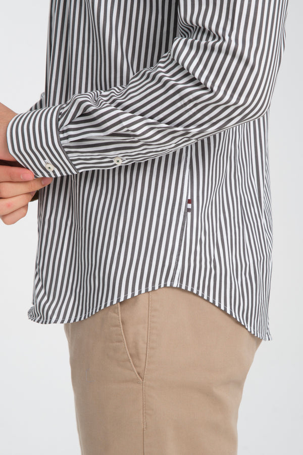Camisa Hombre Leonardo Sport Popelin Stretch Blanco Gris