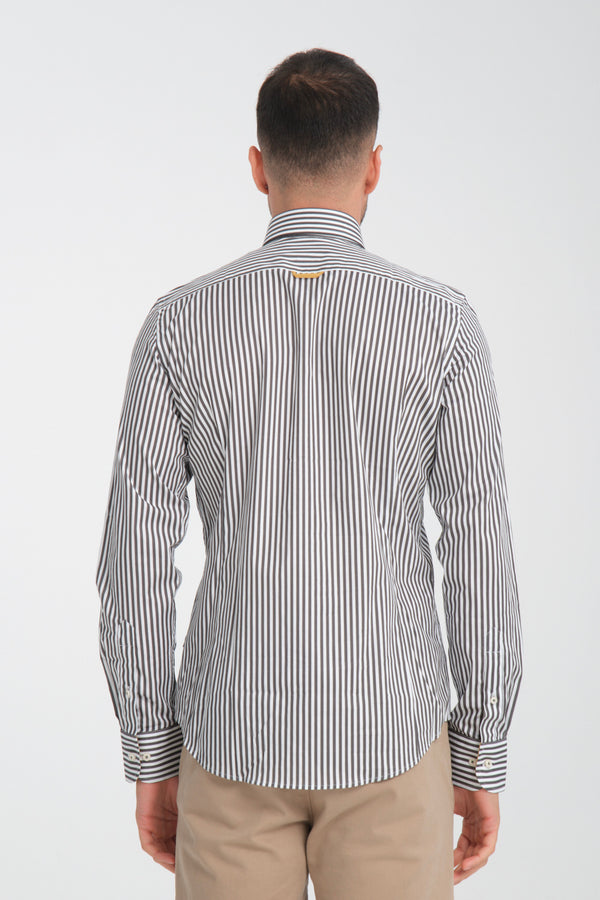 Camisa Hombre Leonardo Sport Popelin Stretch Blanco Gris