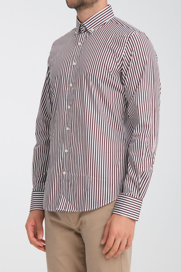 Camisa Hombre Leonardo Sport Popelin Stretch Blanco Rojo