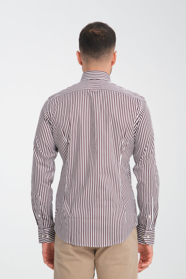 Camisa Hombre Leonardo Sport Popelin Stretch Blanco Rojo