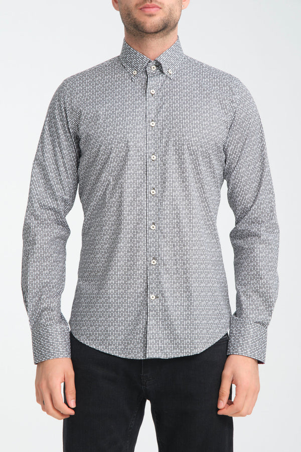 Leonardo Sport Herren Hemd Poplin Stretch Grau Hellgrau