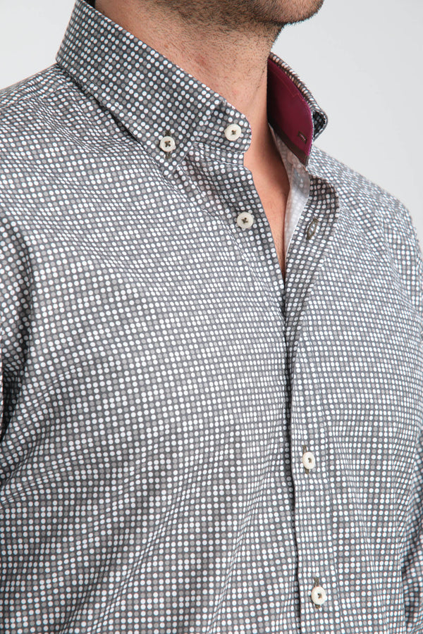 Leonardo Sport Herren Hemd Poplin Stretch Grau Hellgrau