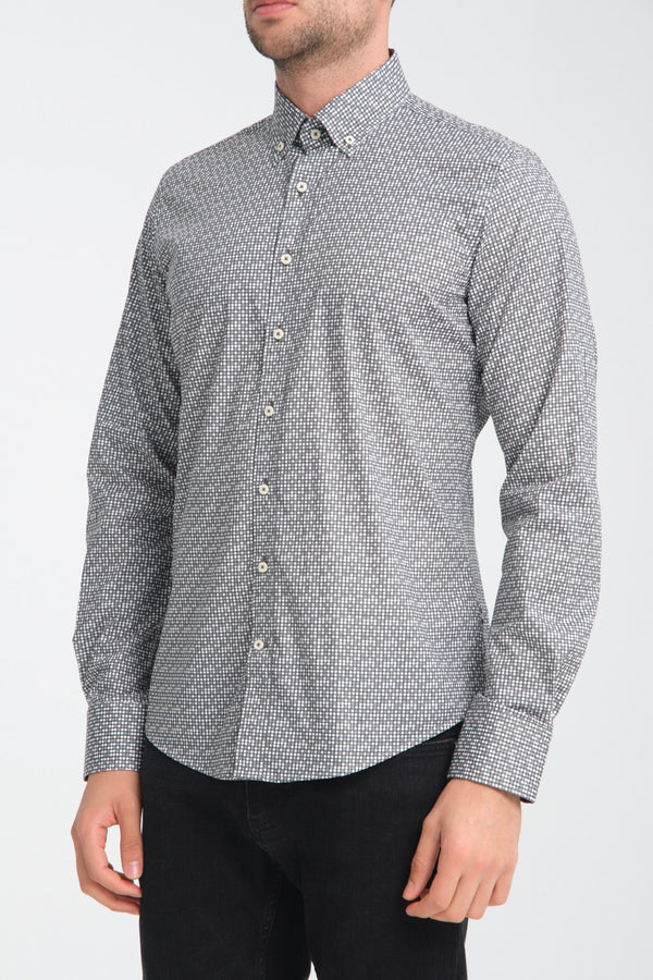 Leonardo Sport Herren Hemd Poplin Stretch Grau Hellgrau
