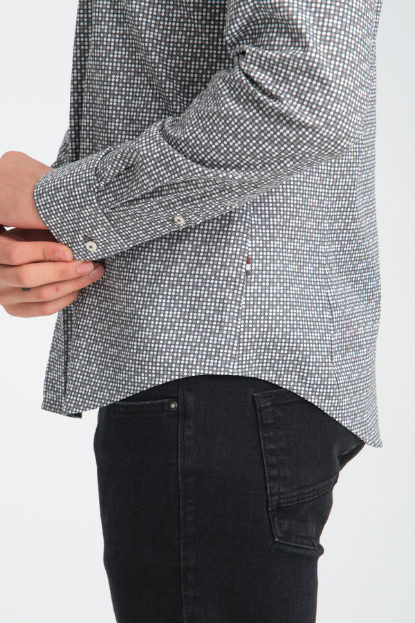 Leonardo Sport Herren Hemd Poplin Stretch Grau Hellgrau