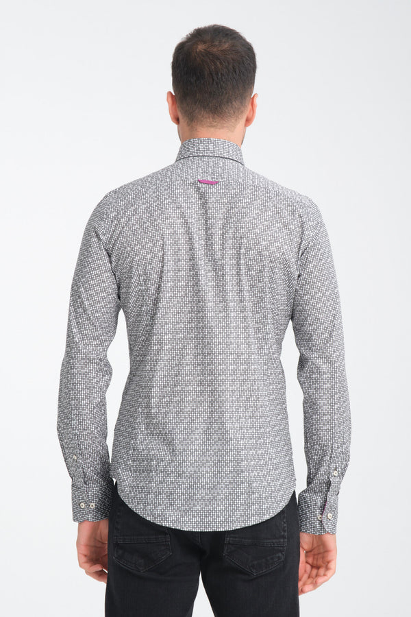 Leonardo Sport Herren Hemd Poplin Stretch Grau Hellgrau