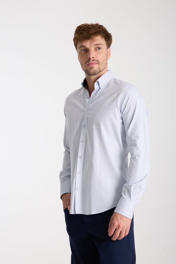 Chemise Homme Leonardo Sport Jacquard Blanc Blanc