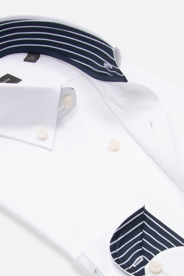 Chemise Homme Leonardo Sport Jacquard Blanc Blanc