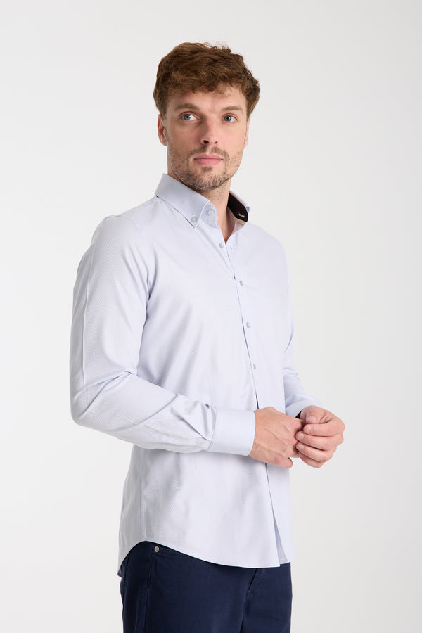 Chemise Homme Leonardo Sport Jacquard Blanc Blanc
