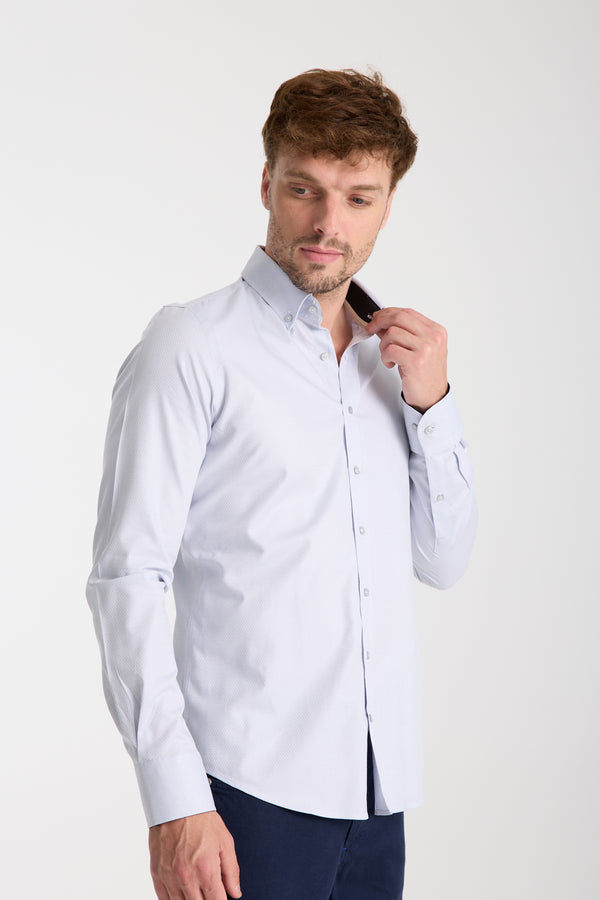 Chemise Homme Leonardo Sport Jacquard Blanc Blanc