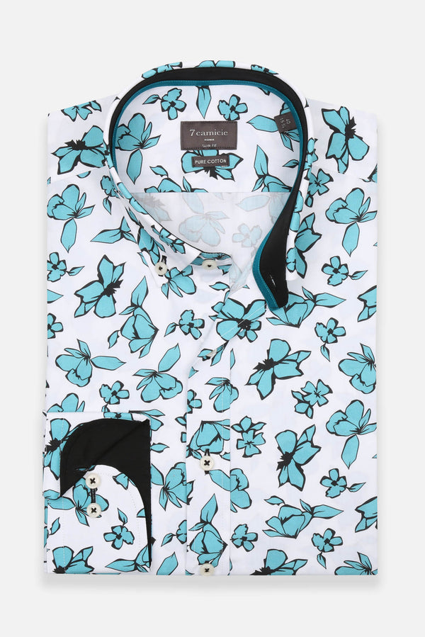 Chemise Homme Leonardo Sport Popelin Blanc Vert
