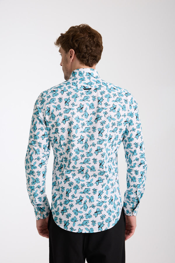 Chemise Homme Leonardo Sport Popelin Blanc Vert