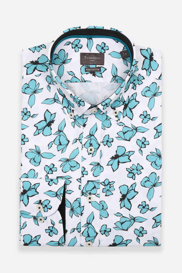 Chemise Homme Leonardo Sport Popelin Blanc Vert