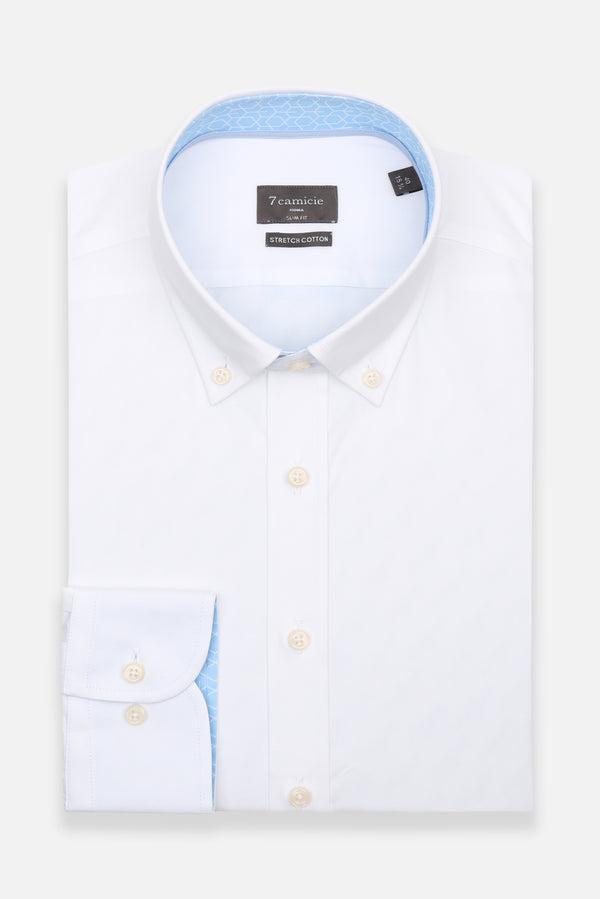 Chemise Homme Leonardo Sport Popelin Stretch Blanc
