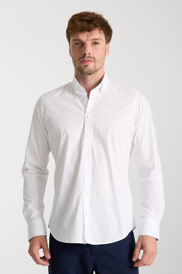 Chemise Homme Leonardo Sport Popelin Stretch Blanc