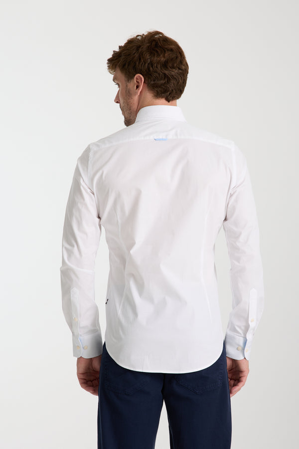 Chemise Homme Leonardo Sport Popelin Stretch Blanc