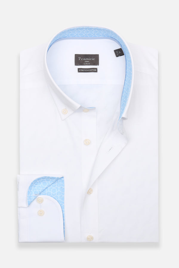 Chemise Homme Leonardo Sport Popelin Stretch Blanc