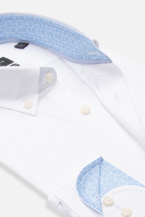 Chemise Homme Leonardo Sport Popelin Stretch Blanc