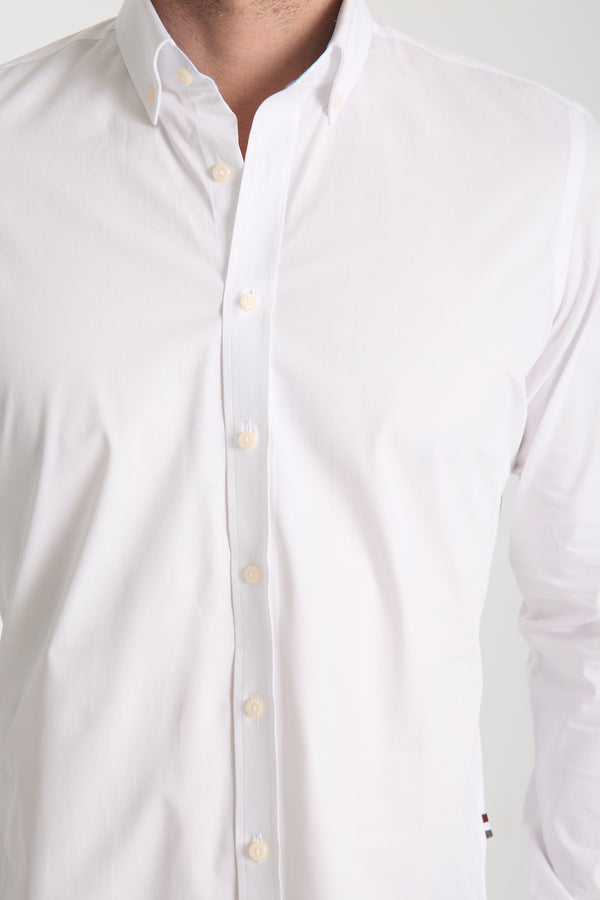 Chemise Homme Leonardo Sport Popelin Stretch Blanc