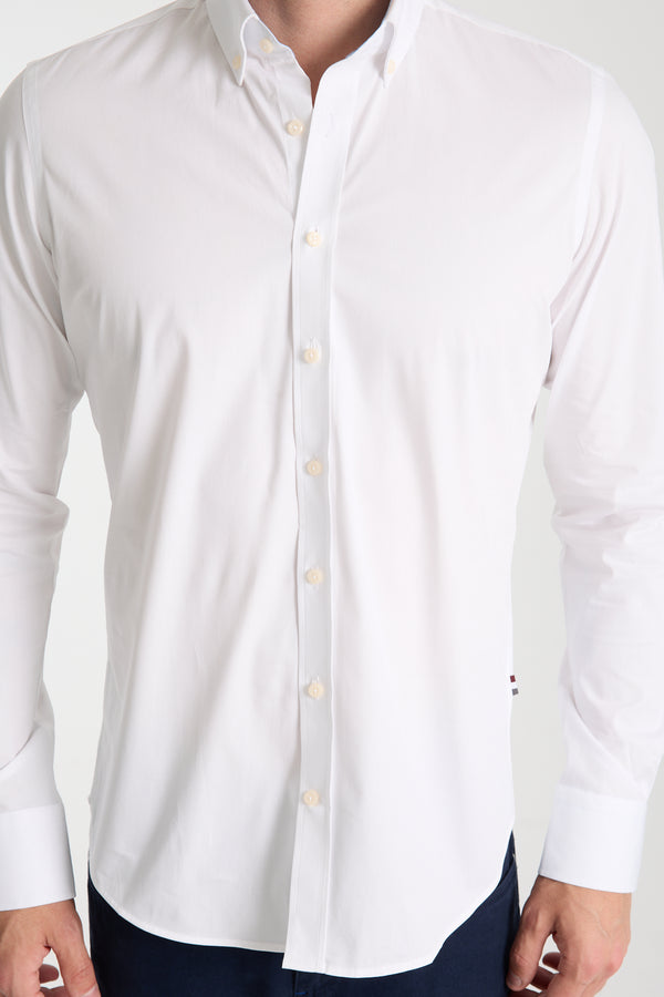 Chemise Homme Leonardo Sport Popelin Stretch Blanc