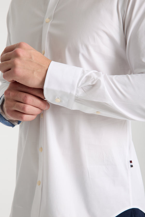 Chemise Homme Leonardo Sport Popelin Stretch Blanc