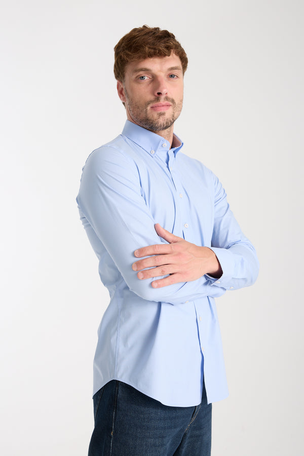 Leonardo Sport Poplin Stretch Man Shirt Light Blue